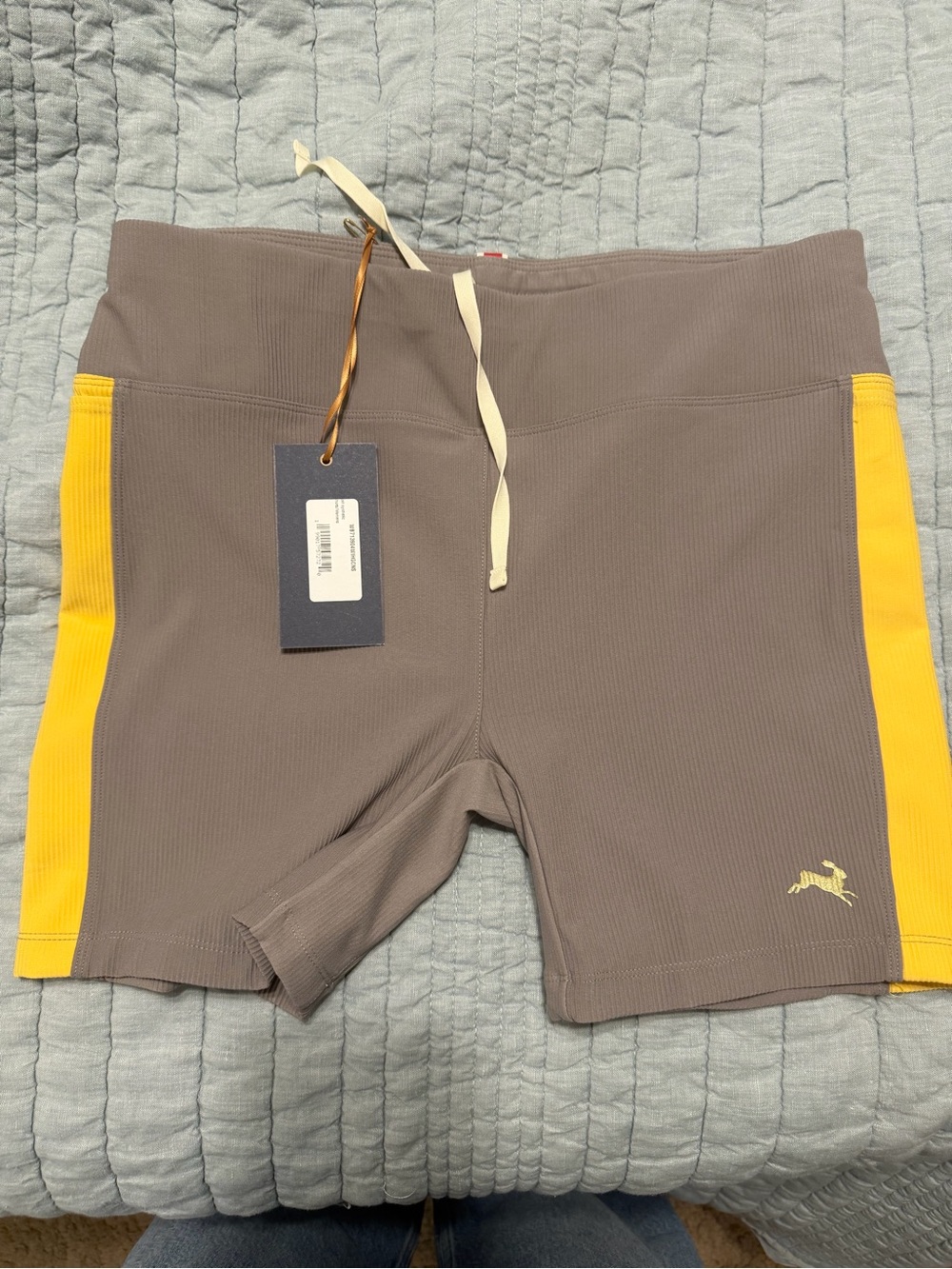 Tracksmith Twilight short tights size Large wisdom grey/ cornsilk